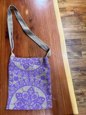 Burlap crossbody tote purse